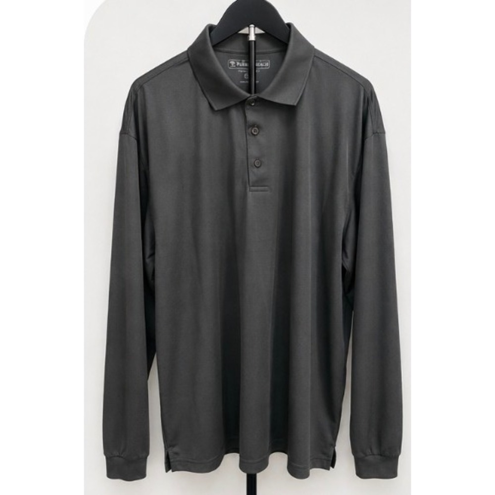 Pebble Beach Performance Mens XXXL Long Sleeve Polo Shirt Gray Athletic Golf